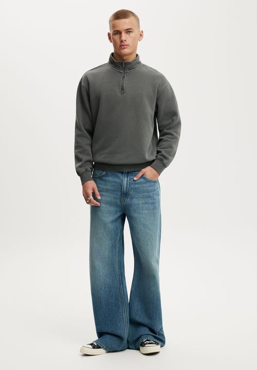 Cotton On - 1 4 Zip Fleece - Slate Stone Wash
