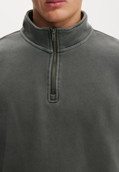 Cotton On - 1 4 Zip Fleece - Slate Stone Wash
