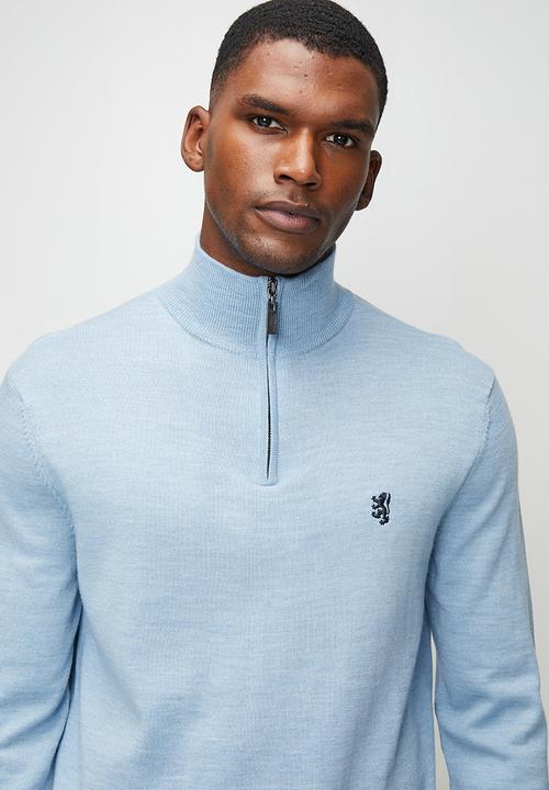 Pringle of Scotland - Ernie 1/4 Zip Merino Knitwear - Light Blue