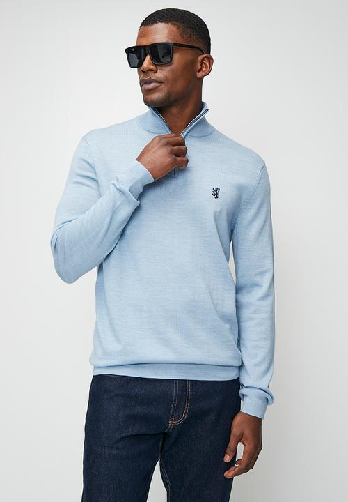 Pringle of Scotland - Ernie 1/4 Zip Merino Knitwear - Light Blue