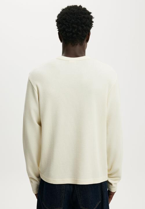 Cotton On - Cropped Fit Textured Long Sleeve - Creampuff Waffle