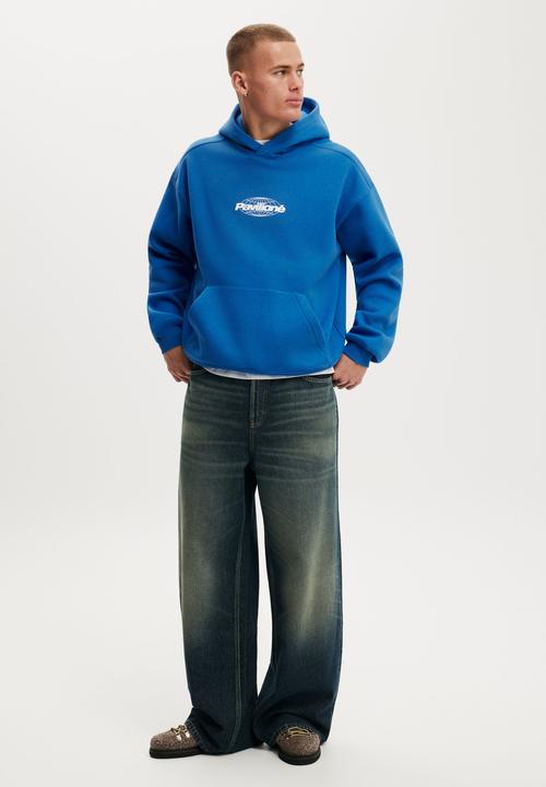 Cotton On - Box Fit Graphic Hoodie - Carolina Blue/Pavilione