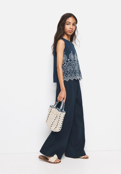 MANGO - Trousers Sargi - Navy