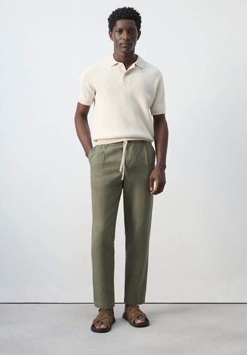 MANGO - Trousers Romelino - Medium Green