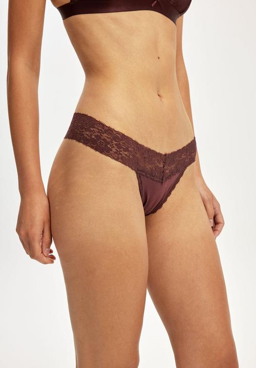 Cotton On - Everyday lace comfy g-string - chocolate plum