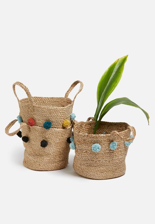 Sixth Floor - Jute pom pom basket