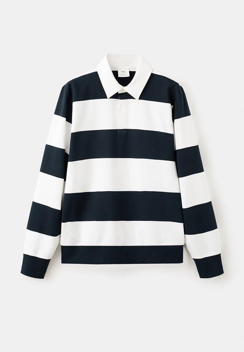 MANGO - Rugby Striped Sweatshirt Peter - White