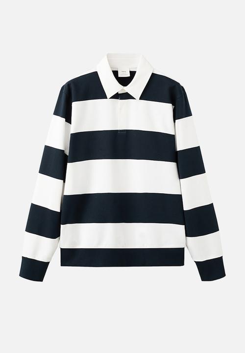MANGO - Rugby Striped Sweatshirt Peter - White