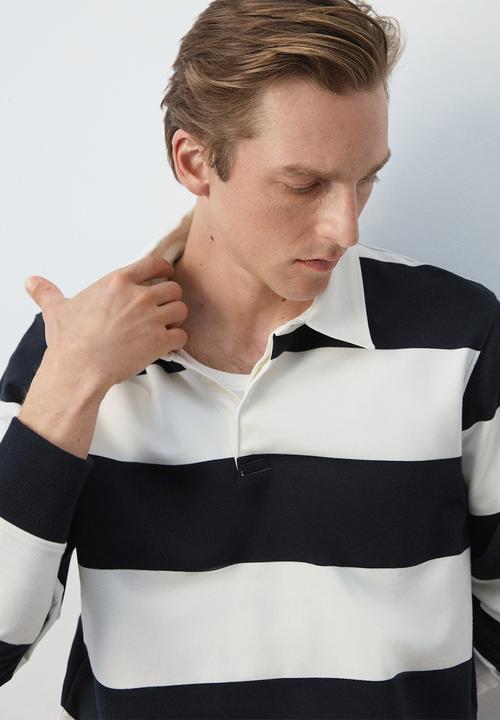 MANGO - Rugby Striped Sweatshirt Peter - White