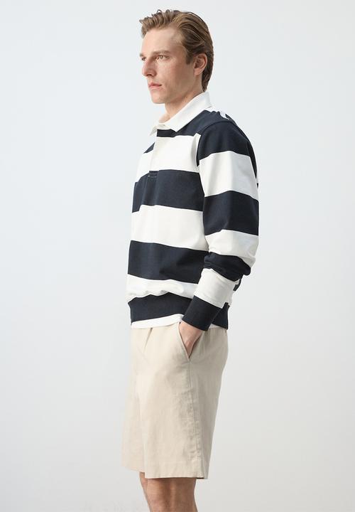 MANGO - Rugby Striped Sweatshirt Peter - White