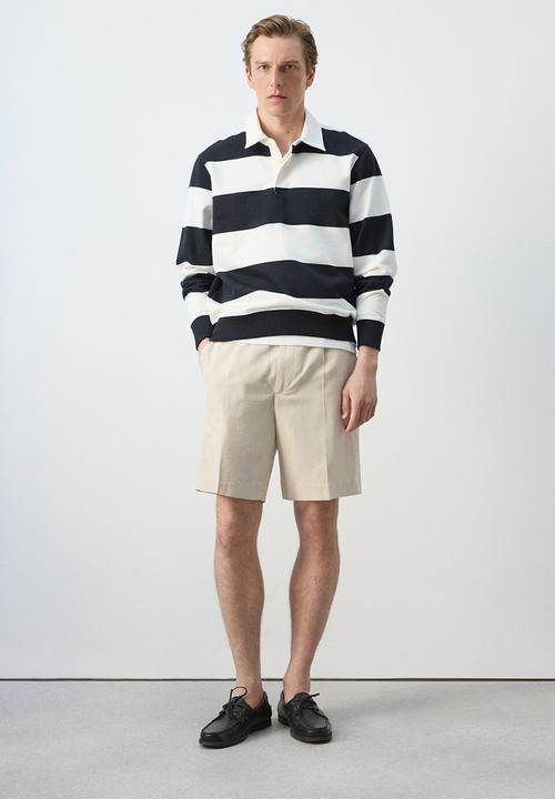 MANGO - Rugby Striped Sweatshirt Peter - White