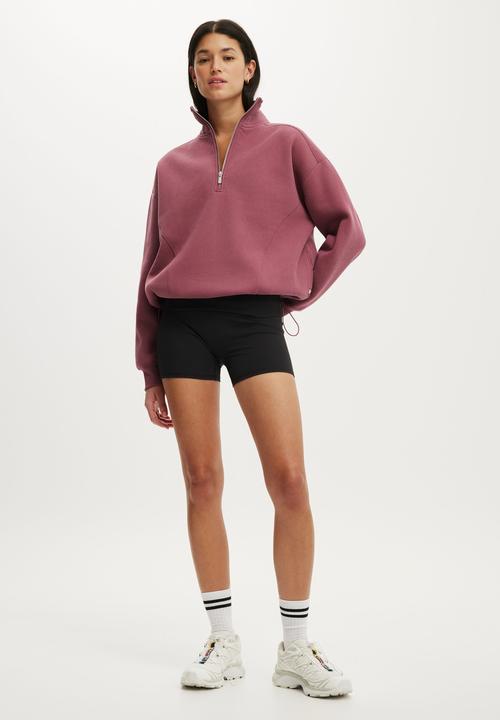 Plush Half Zip Sweatshirt - Dusty Rose