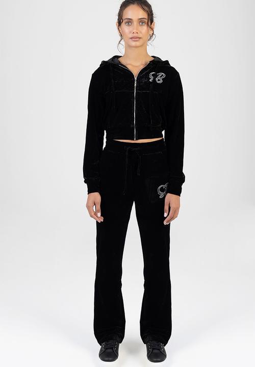 SISSY BOY - Juicy Velour Athleisure Zip Through Jacket With A Hood - Black