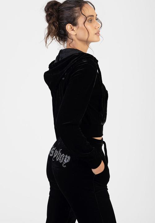 SISSY BOY - Juicy Velour Athleisure Zip Through Jacket With A Hood - Black