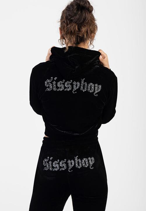 SISSY BOY - Juicy Velour Athleisure Zip Through Jacket With A Hood - Black