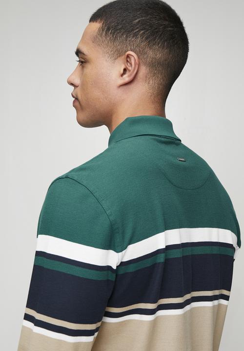 POLO - Tilston Pique Stripe Long sleeve Golfer - Green