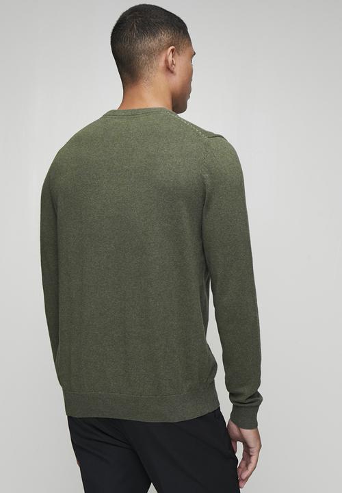 POLO - Luke Essential Cotton Crew Long sleeve Knitwear - Fatigue