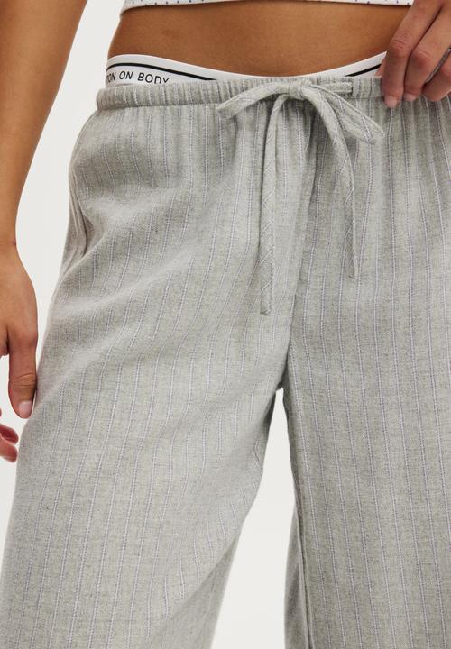 Cotton On - Cosy soft flannel wide leg pant - gerry stripe grey marle