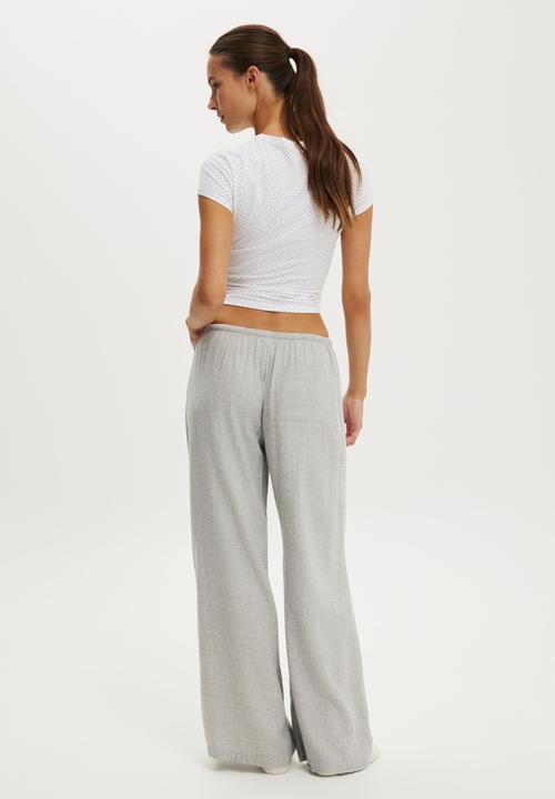 Cotton On - Cosy soft flannel wide leg pant - gerry stripe grey marle