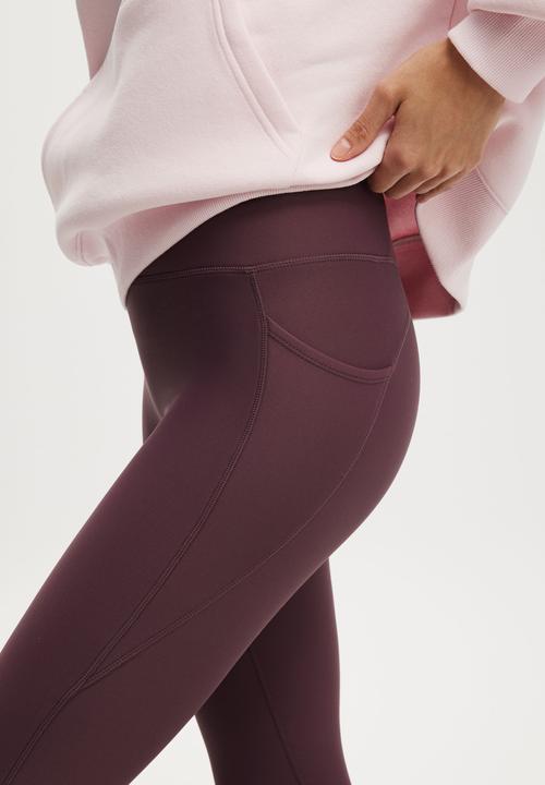 Cotton On - Fleece Lined Active Full Length Tight - Choc Plum