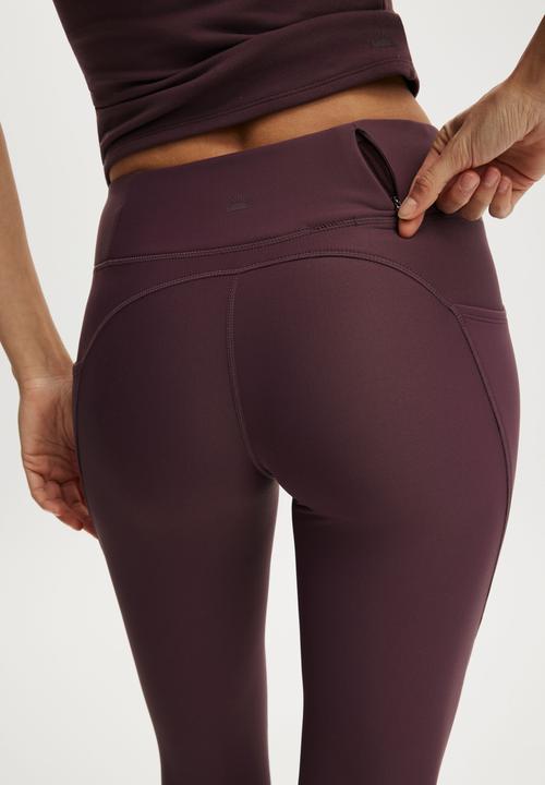 Cotton On - Fleece Lined Active Full Length Tight - Choc Plum