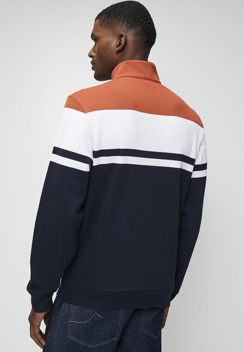 POLO - Harrison Colourblock Ls Sweater - Navy & Red