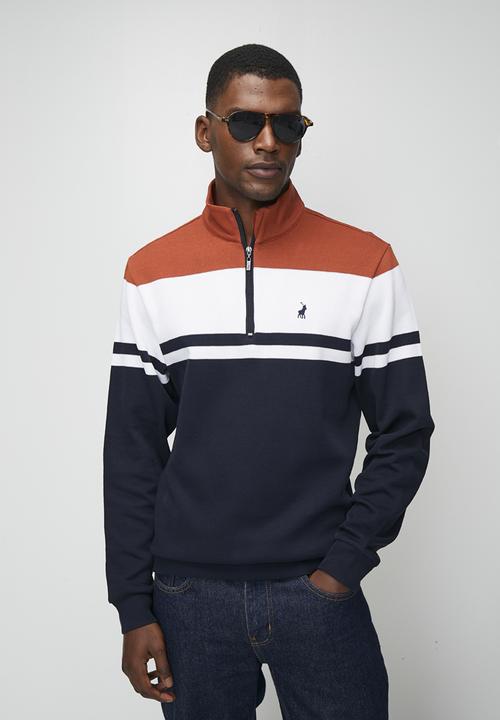 POLO - Harrison Colourblock Ls Sweater - Navy & Red