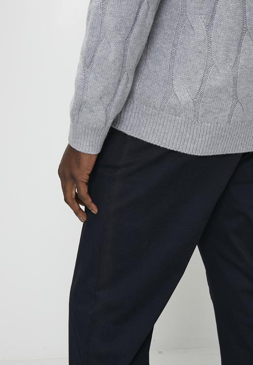 POLO - Kofi Ls Cable Crew Knitwear - Grey
