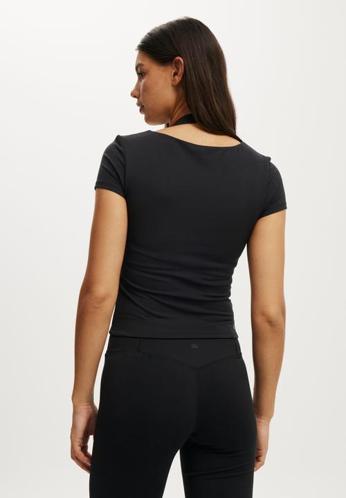 Cotton On - Ultra Soft Square Neck Fitted T-shirt - Black