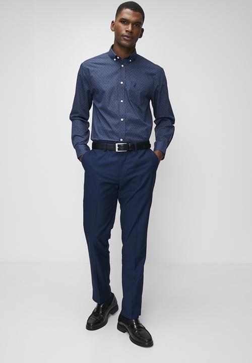 POLO - Varys Block Dobby Ls Shirt - Navy