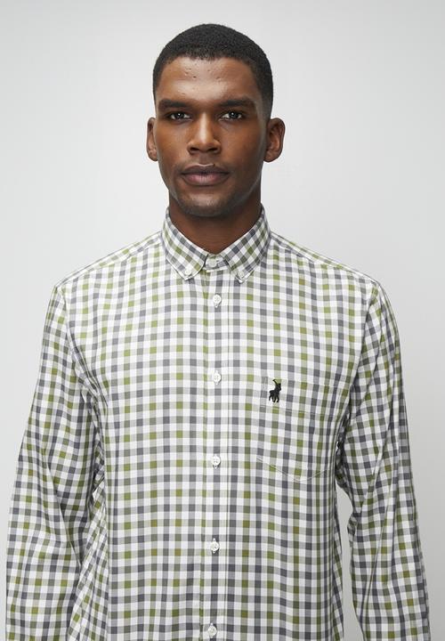 POLO - Wilson Ls Gingham Check Shirt - Fatigue
