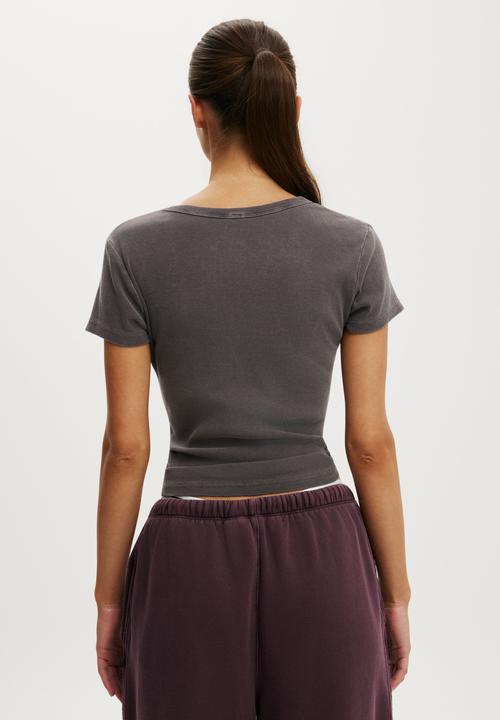 Cotton On - Active Rib Baby Tee - Washed Violet Grey