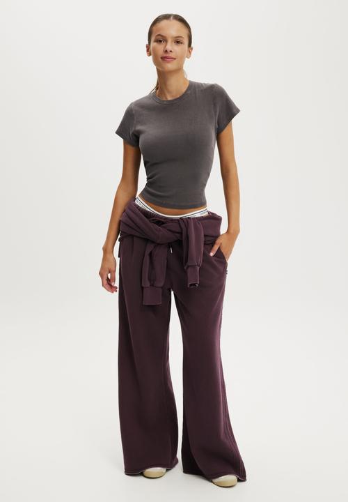 Cotton On - Active Rib Baby Tee - Washed Violet Grey