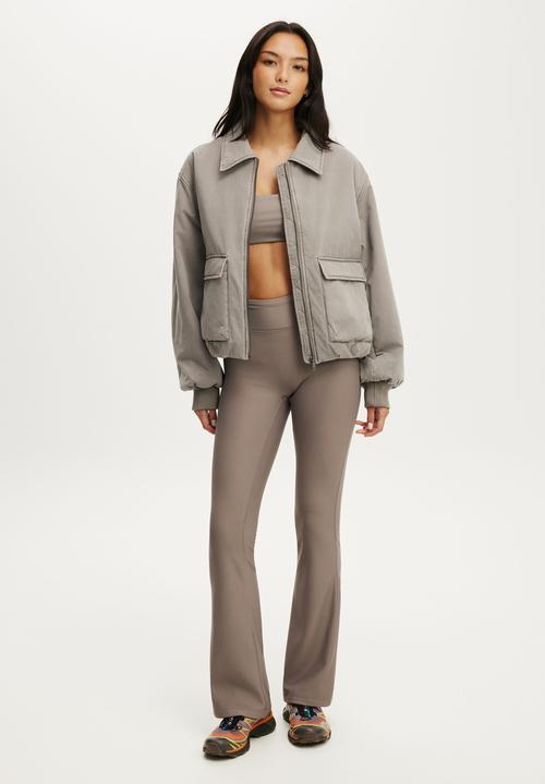 Cotton On - Collared Soft Touch Bomber - Washed Desert Grey