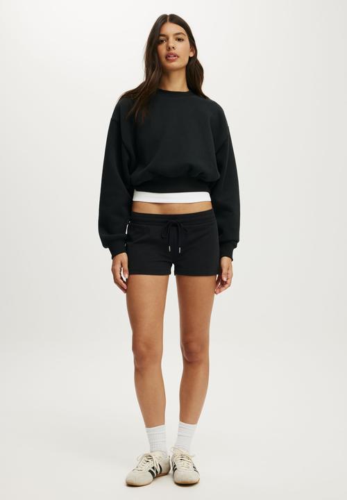 Cotton On - Plush Cropped Crew - Black