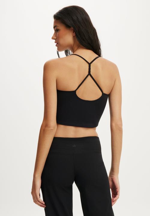 Cotton On - Ultra Soft Cropped Twist Back Tank - Black