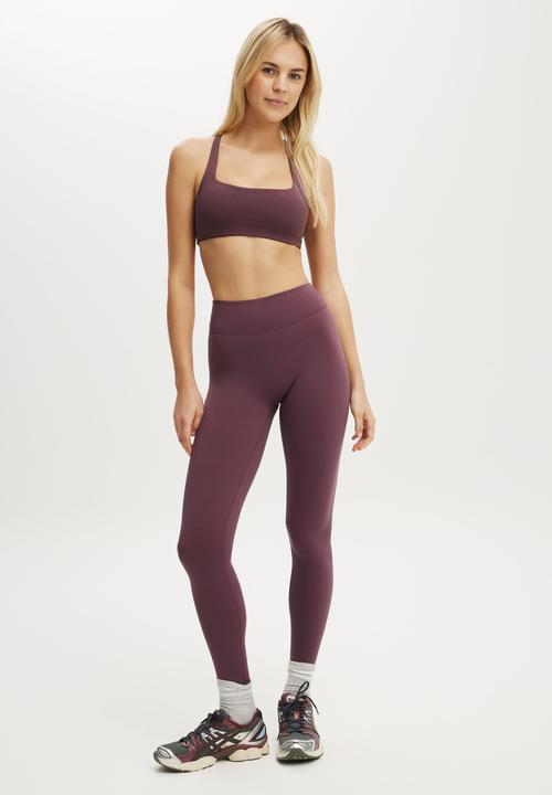 Cotton On - Ultra Luxe Invisible Scrunch V Full Length Tight - Choc Plum