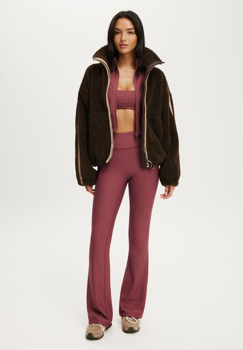 Cotton On - Active Fleece Lined Cropped Jacket - Dusty Rose