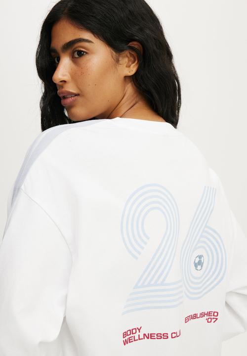 Cotton On - Long Sleeve Boxy Graphic Crew - White/Bwc