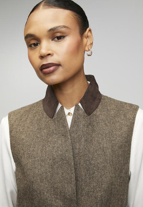 POLO - Wmn Cathy Sl Tweed Waistcoat - Brown