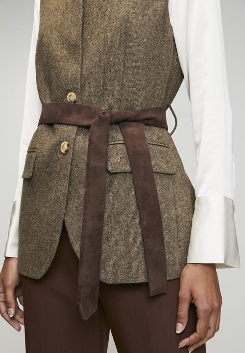 POLO - Wmn Cathy Sl Tweed Waistcoat - Brown