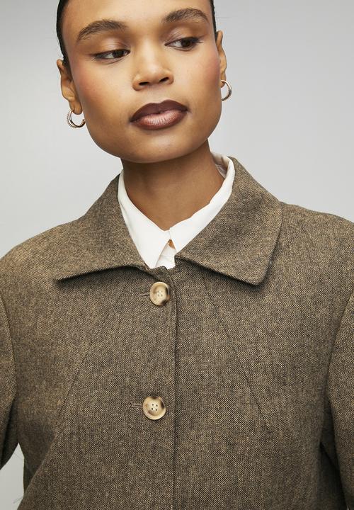 POLO - Wmn Cathy Ls Tweed Coat - Brown