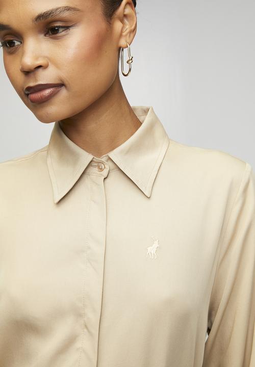 POLO - Wmn Mairi Tencel Long sleeve Shirt Dress - Stone
