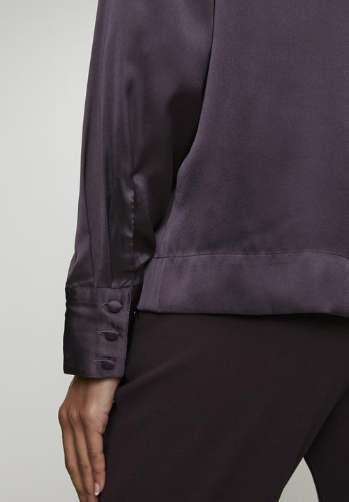 POLO - Wmn Macey Long sleeve Tie Blouse - Plum