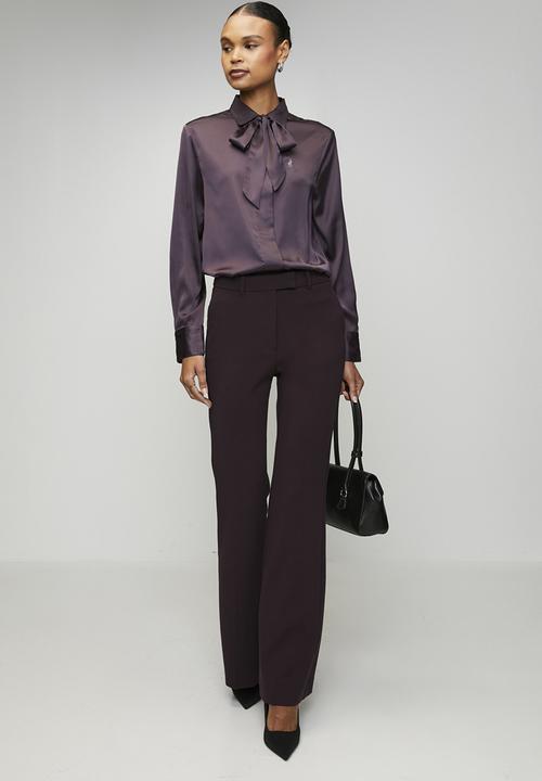POLO - Wmn Macey Long sleeve Tie Blouse - Plum