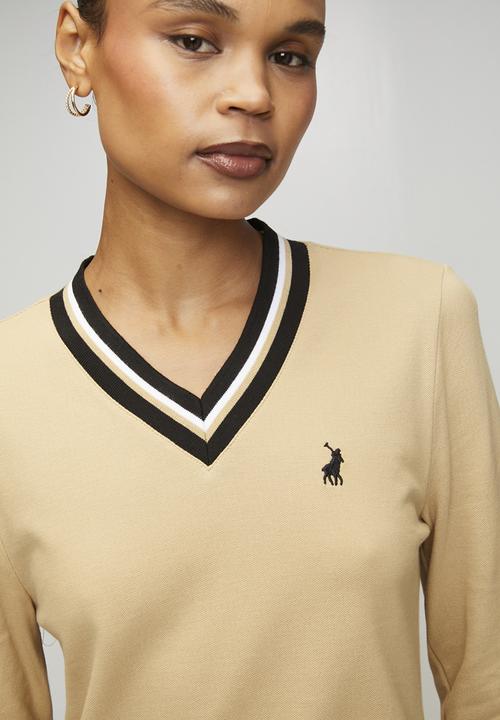 POLO - Wmn Cory Pique Long sleeve Dress - Camel