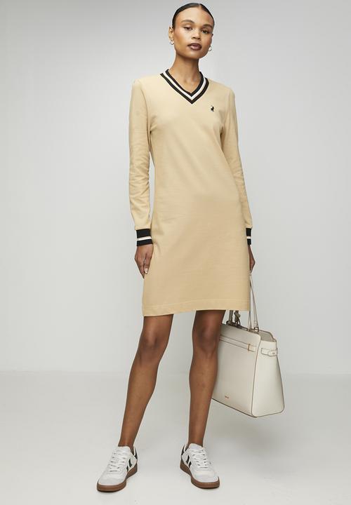POLO - Wmn Cory Pique Long sleeve Dress - Camel
