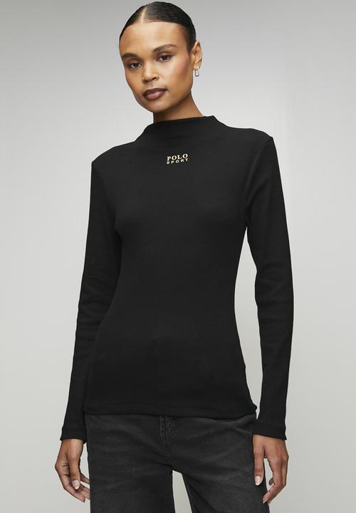 Wmn Luna Ls Ribbed Sport T-Shirt - Black