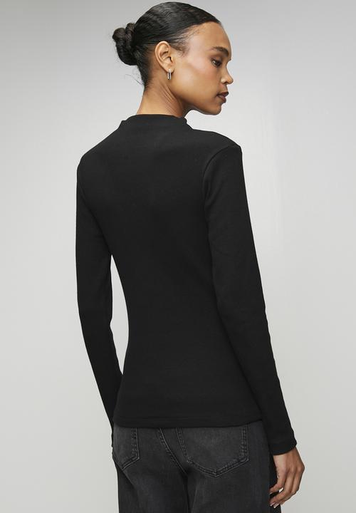 Wmn Luna Ls Ribbed Sport T-Shirt - Black