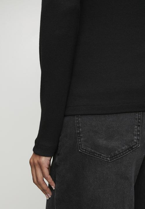 Wmn Luna Ls Ribbed Sport T-Shirt - Black